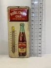 Vintage RC ROYAL CROWN COLA Soda Thermometer Tin Sign~Red/Yellow 40s Bottle~WOW!