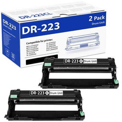 2 Pack DR223CL DR 223CL Black Drum Unit High Yield Replacement for Brother