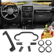 10pc Interior Trim Cover Accessories Kit for Jeep Wrangler JK 07-10 Carbon Fiber