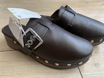Mädchen Leder Nieten ZARA CLOGS Schuhe (uk1) UVP 65£