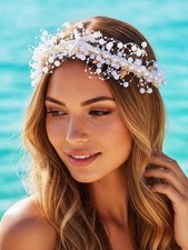 Starfish Headband Pearl Hair Vine Headpiece Wedding Hair for White 