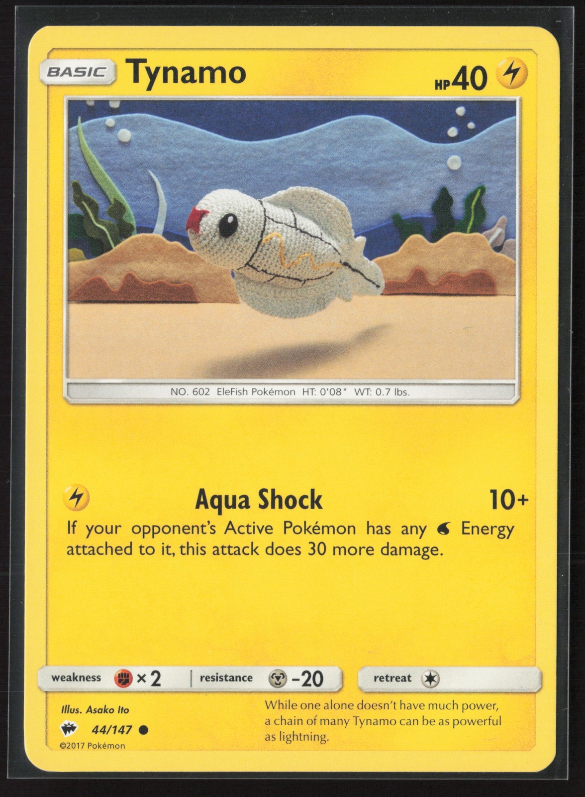 Tynamo Common SM - Burning Shadows 44/147 NM Pokemon Card Asako Ito Crochet