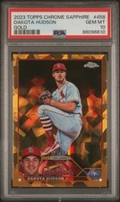 2023 TOPPS CHROME SAPPHIRE GOLD #458 DAKOTA HUDSON 48/50 PSA 10