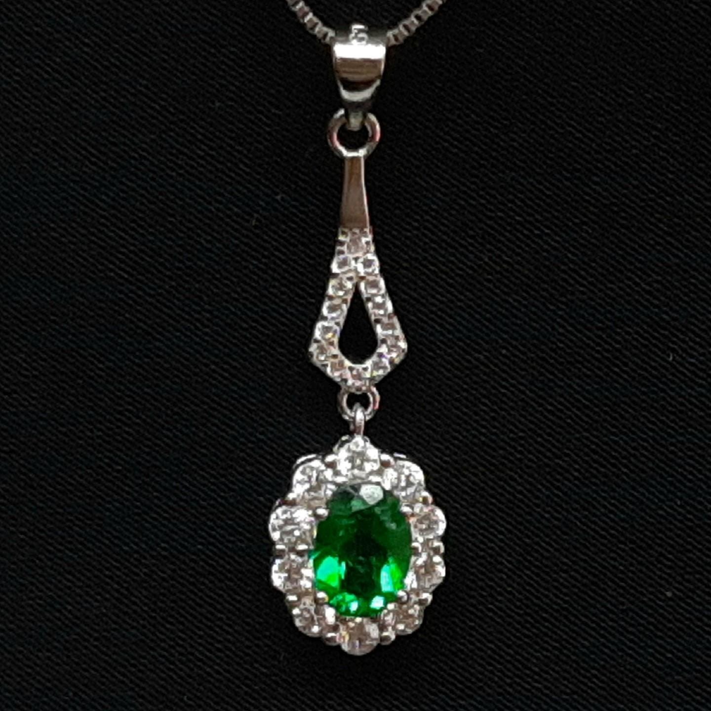 World Class 1.15ctw Green Topaz & White Sapphire 925 Sterling Silver Pendant