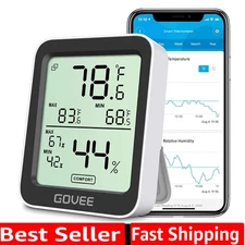 Bluetooth Digital Hygrometer Indoor Thermometer with Smart App Alerts & 164ft...