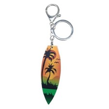 Summer Beach Favors Car Keychain, Acrylic Surfboard Coconut Tree Keychains,