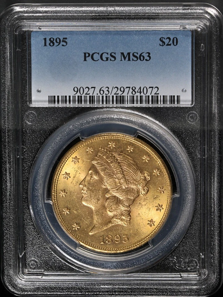 Золотая монета 1895-P с изображением Свободы $20 PCGS MS63 привлекательная для глаз сильный удар - Изображение 3 из 4