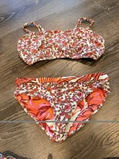 Maaji Girls 2 Piece Bikini Swimsuit Orange floral Reversible 12