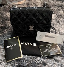 Vintage CHANEL Black Patent Mini Classic Square Flap