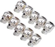 30Pcs Antique Silver Skull Head Metal Spacer Beads - Punk Skeleton Large Hole Lo