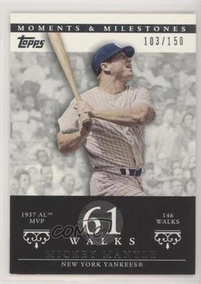 2007 Moments & Milestones /150 Mickey Mantle (1957 AL MVP 146 Walks) #77 HOF e6p