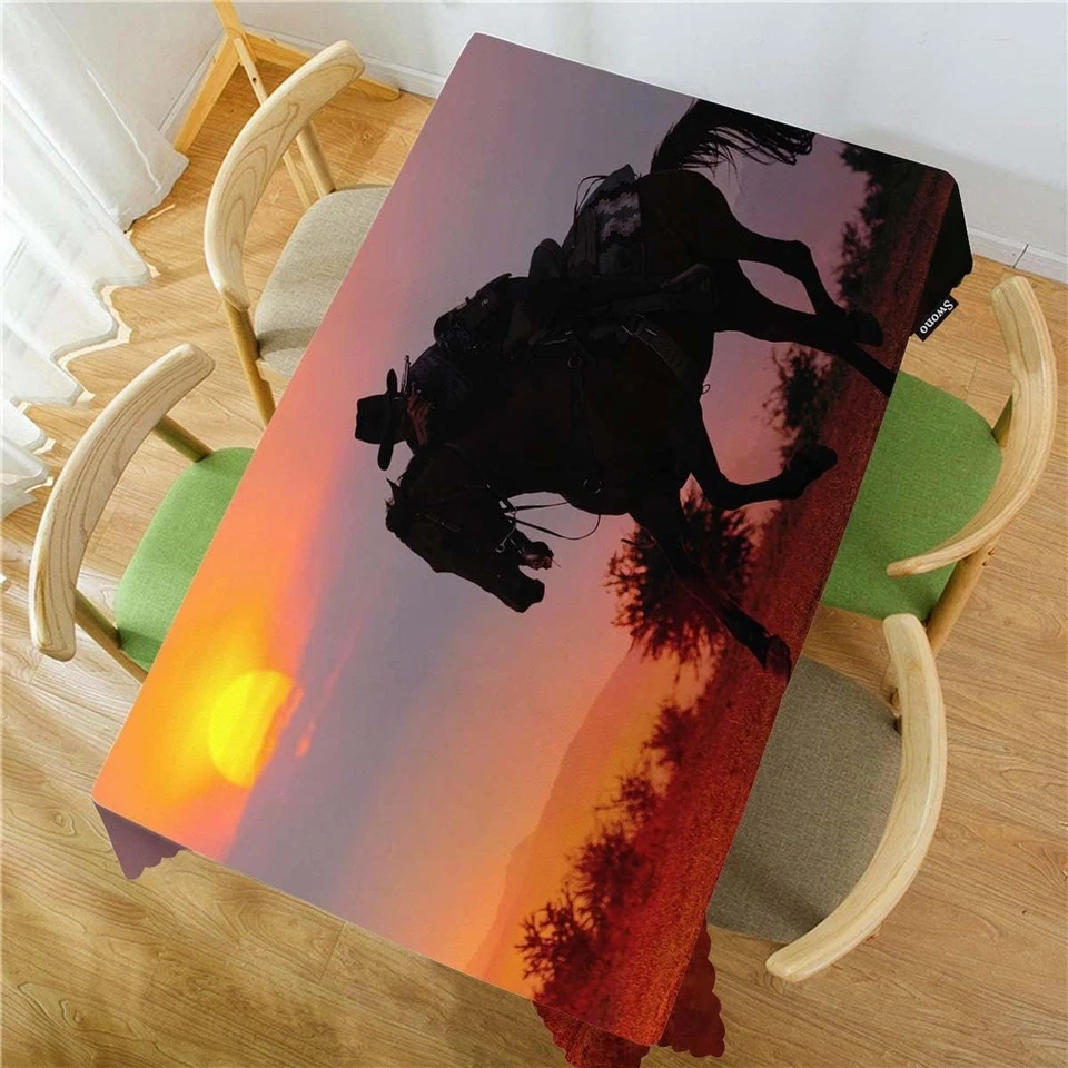 Swono Rectangle Tablecloth Cowboy Table Cover 52x70 Inch Inch, - Image 2 of 4