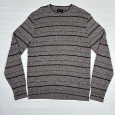 Vintage Robert Bruce Brown Striped Wool Crewneck Sweater Made In USA Mens Large
