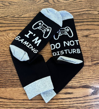 Do Not Disturb I'm Gaming Socks Mens Funny Dress Sock BLK/WHT/GRY Size 6-12