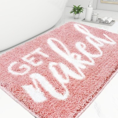 Small Bath Mat Pink Bathroom Rugs - Trendy Absorbent Cute Rugs, Pink Bathroom...
