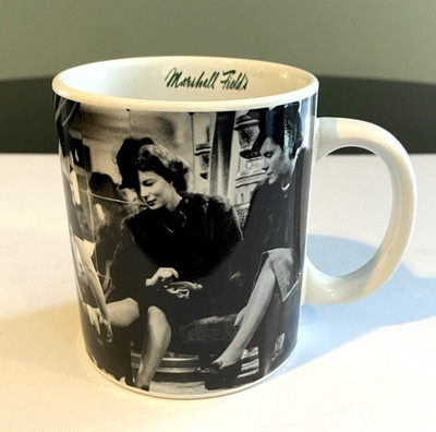 Marshall Field's 2006 Coffee Mug Shopping Scene Black White Give Lady What Wants