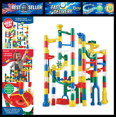 MindWare Marble Run: 123 Piece Set (103 Durable Pieces and 20 Marbles) STEM Buil