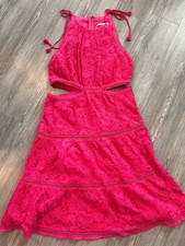 Alice + Olivia Myrtice Cutout Guipure Lace Midi Dress Hot Pink Size 10