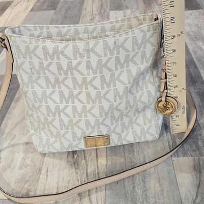 MICHAEL KORS Signature Jet Set Vanilla Messenger Crossbody Shoulder Bag Lg Logo