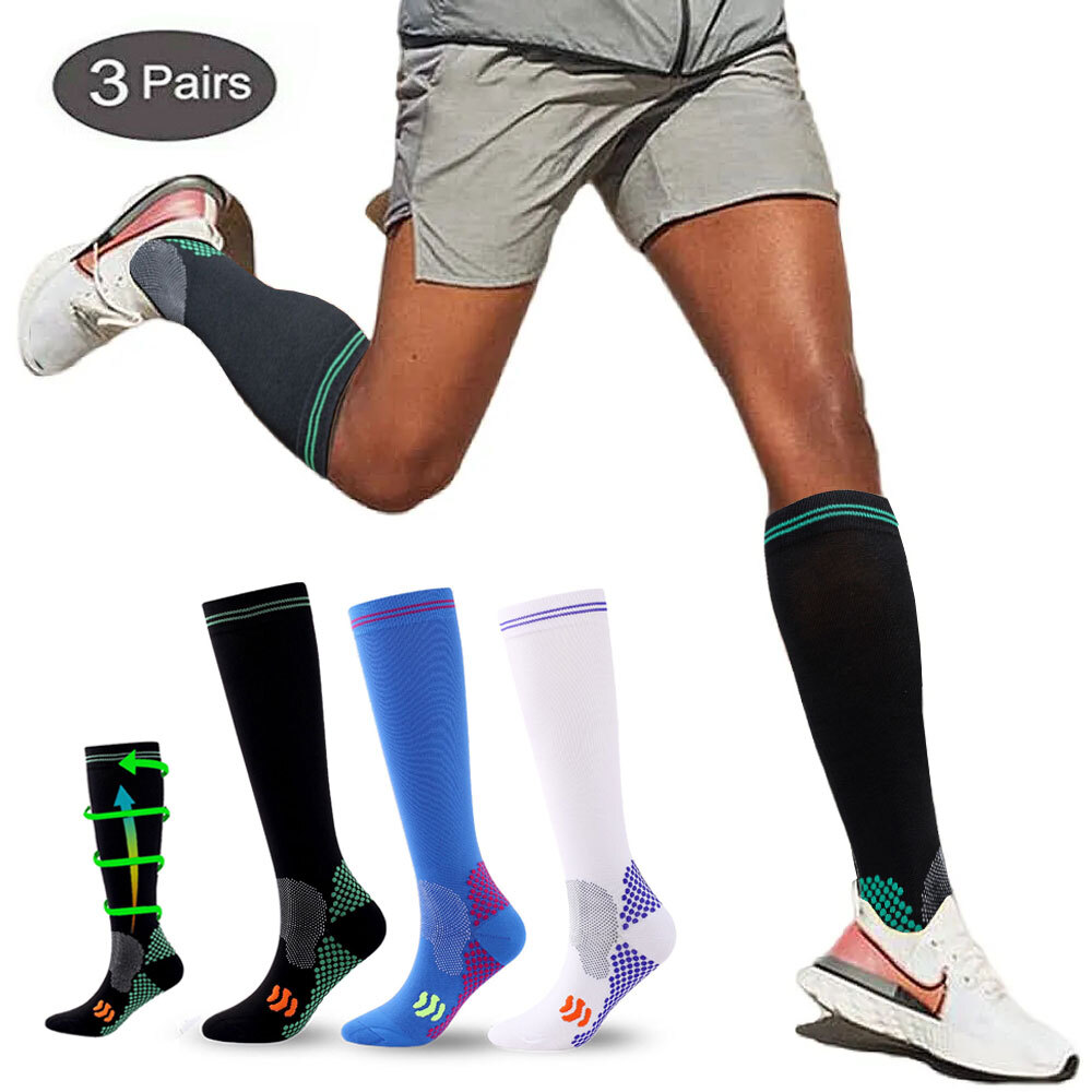3 Pares de Calcetines de Compresión para Hombres Mujeres para Correr,Enfermeras