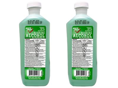 2 Pack - Health Smart 70% Isopropyl Rubbing Alcohol with Wintergreen Oi 12 oz