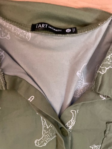 TART INTIMATES olive Green Leopardo Print Pajama Set Sz XL women Pants Top AJ27 - Picture 2 of 3