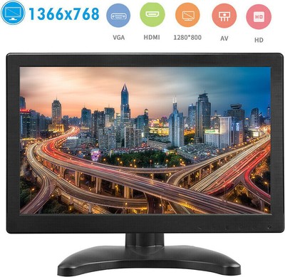 TOGUARD HD 1366x768 12'' TFT LCD Portable Monitor Display Screen HDMI VGA for PC