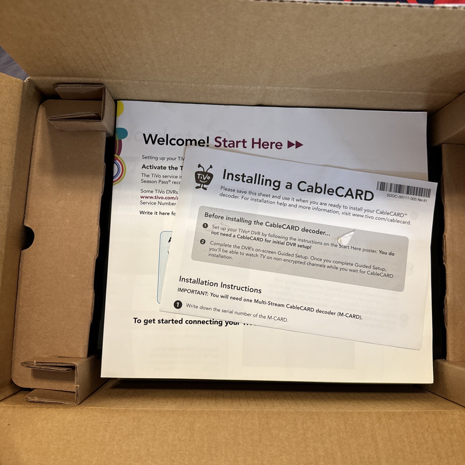 TiVo Roamio TCD846500 Cable or Antenna DVR W/ Remote, Manual, Power