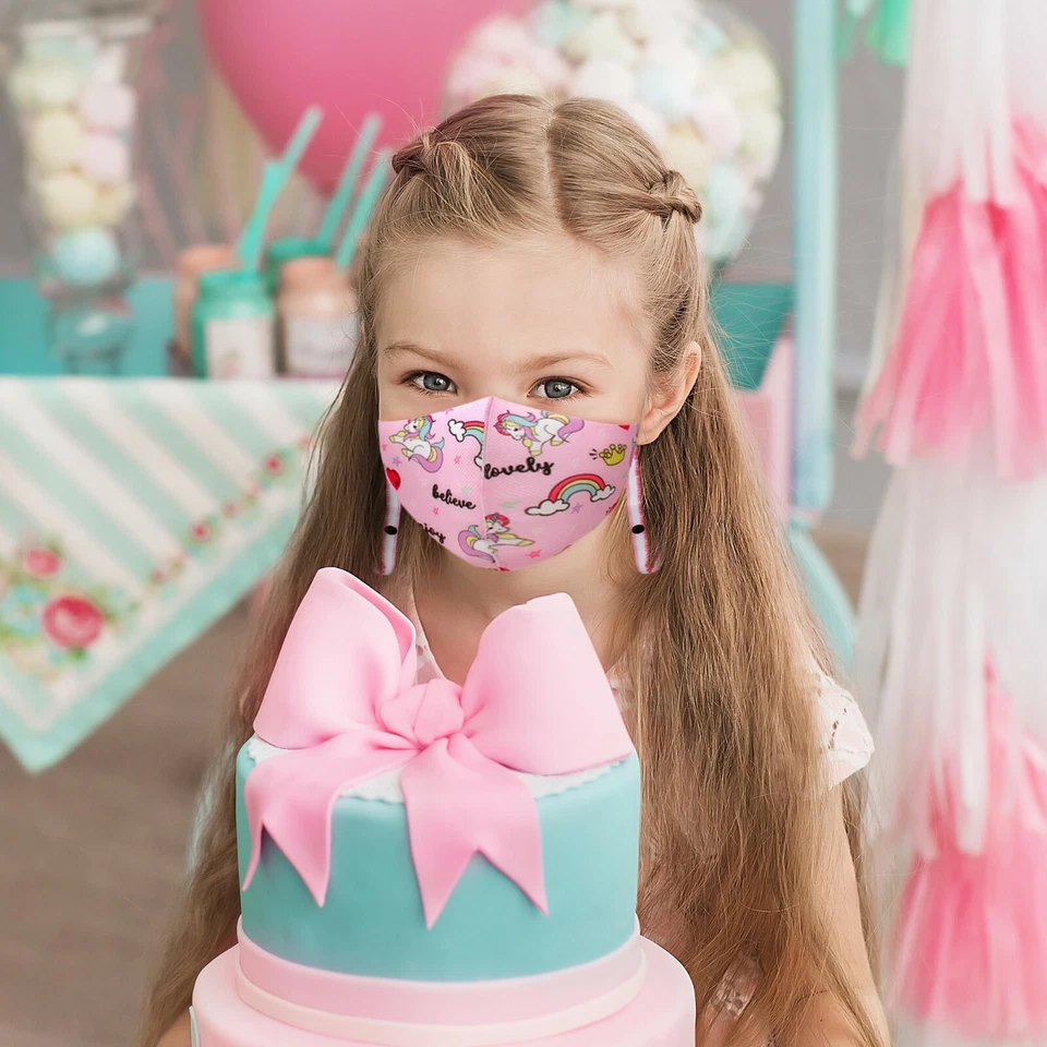 12 PC Kids Rainbow Unicorn Theme Washable Reusable Face Mask For 6-10 Years Old - Image 4 of 4