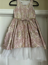 American Princess Ball Gown Pink, Gold Metallic Roses Girl Size 12