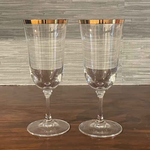 Coppia di 2 calici da tè ghiacciati in legno zeppa "Vera Wang Classic Gold" 8,5" - Foto 3 di 8