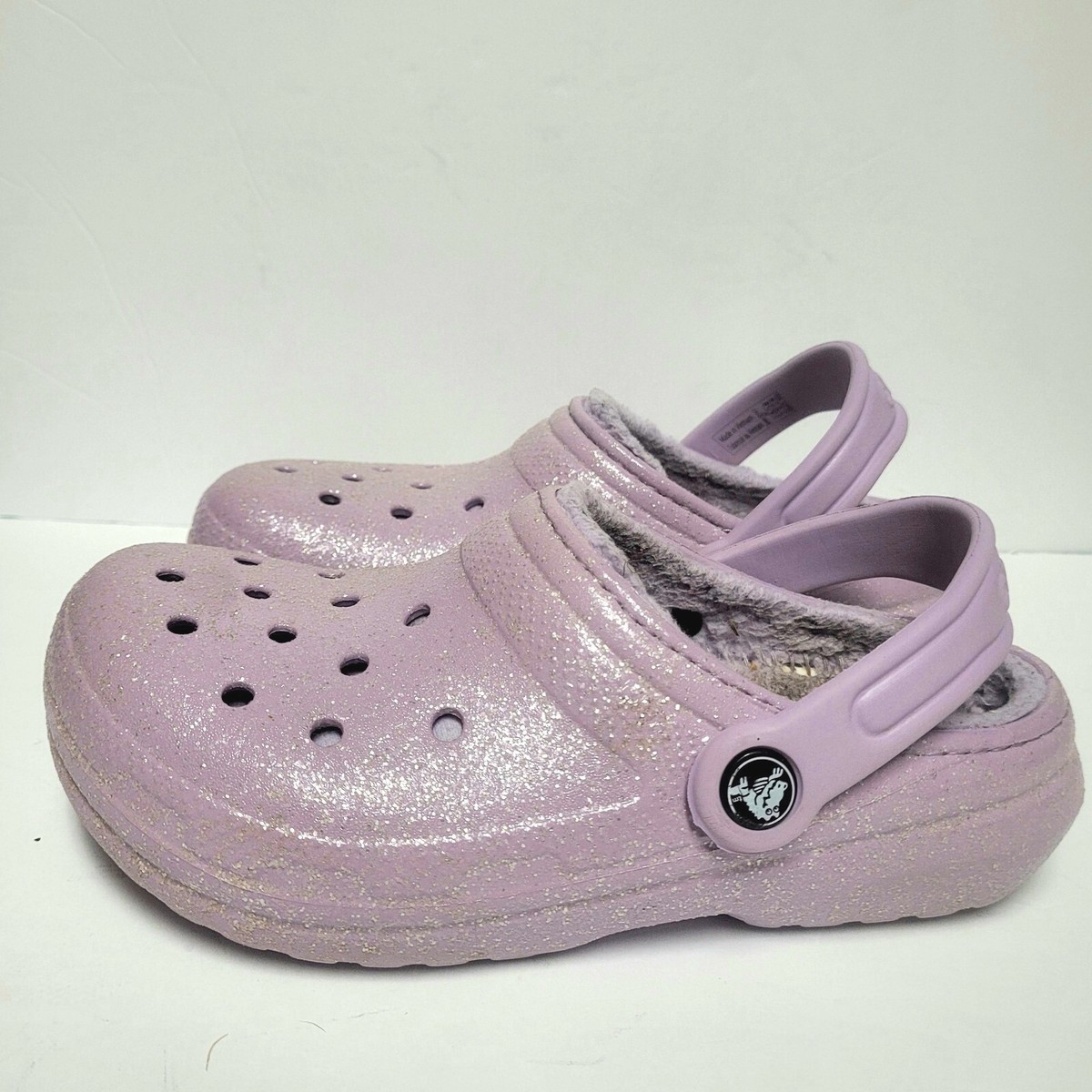 Crocs Classic Purple Lilac Glitter Clog Kids Junior Size J1  display picture 1