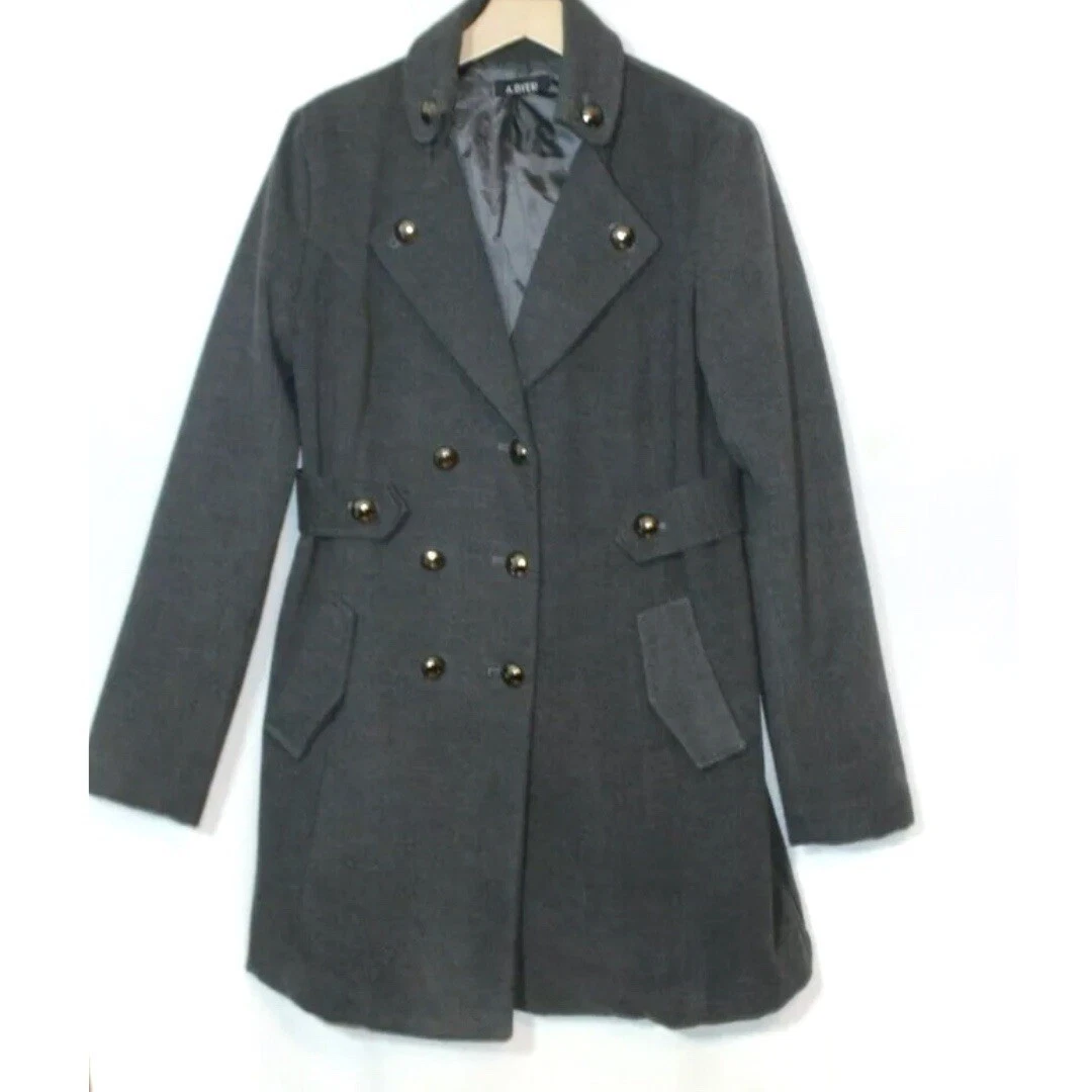 A.Byer juniors coat gray swing coat button up long casual career wear casual