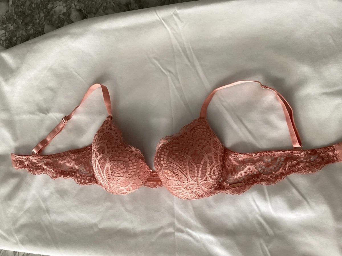 Danskin ladies bra size 34B padded lace. Pink coral ish colour new