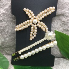 3 PC 3  Faux Pearl Hair Clip Decorative Hair Pins Barrette Set New Free Ship 200