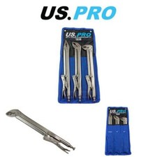 US PRO Tools 3 Piece 15" Flat & Curved Jaw Long Reach Locking Mole Grip Pliers