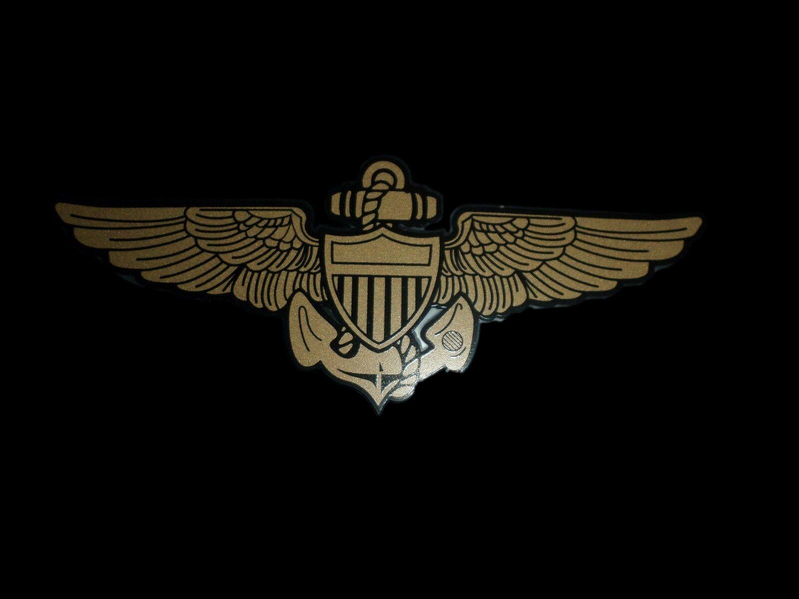 U.S MILITARY NAVY MC GOLD AVIATOR WINGS WINDOW DECAL STICKER 6