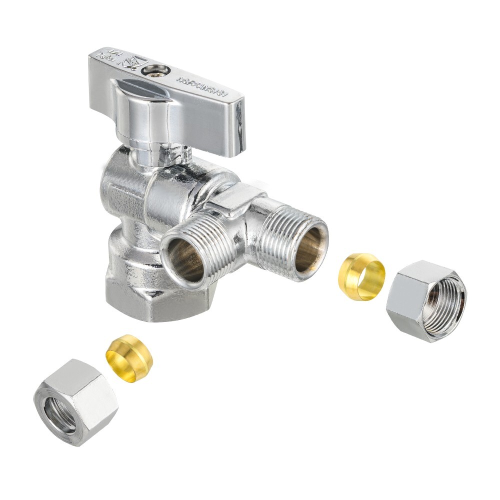 1/2 FIP X 3/8 Compression 2-Pack EFIELD Dual Compression Angle Stop ...