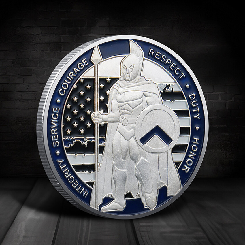 50 PCS Police Blue Lives Matter Law Challenge Coin Shiny Armor Enforcement