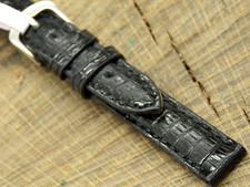 Vintage NOS Unused Black Lizard w Silver Tone Buckle 12mm Watch Band Ladies