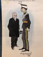 Caricature Drawing Alphonse XIII Poincaré Paris Frederic Cazassus