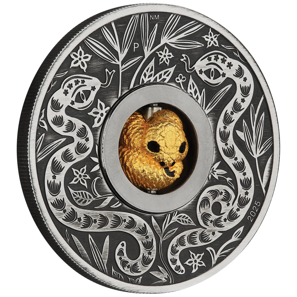 Moneta Argento Anno del Serpente con Sfera Mobile 2025 - Tuvalu - 1 Oz AF - Foto 1 di 6