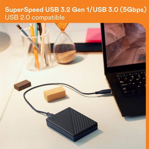 WD 6TB My Passport Portable External Hard Drive HDD-WDBR9S0060BBK-WESN - Afbeelding 3 van 7