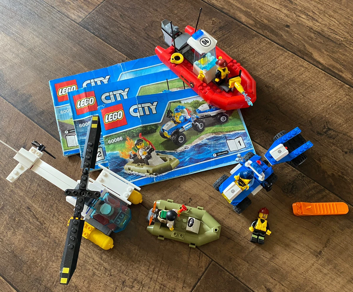 Lego City 60086 Starter Set (Police Helicopter Fire Boat) 99% Complete no box