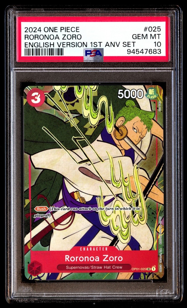 PSA 10 Gem Mint Roronoa Zoro OP01-025 English 1st PSA 10 Gem Mint Roronoa Zoro OP01-025 English 1st