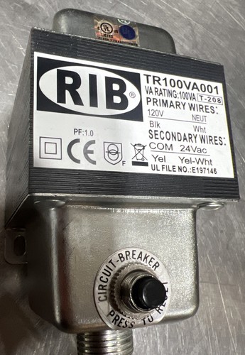 RIB TR100VA001 HVAC 120VAC, CLASS 2 TRANSFORMER T-208 Used Surplus - Picture 2 of 7