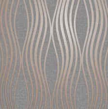 Image of FINE DECOR GLITTER GREY WALLPAPER QUARTZ WAVE COPPER TEXTURED VINYL FD42568