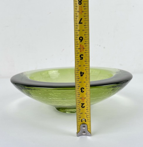 Fire & Light Recycled Glass 10.5" Wide Lipped Bowl Olive Green 1st Quality - Picture 10 of 11