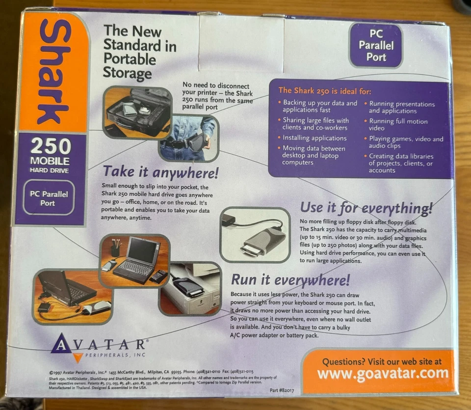 NIB Vintage Avatar Shark Portable External Hard Drive Storage PC Parallel Port - Image 3 of 4