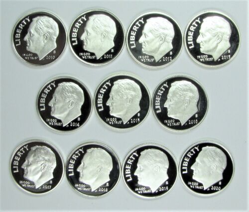1992 - 1999, 2000 - 2009, 2010 - 2020 SILVER PROOF ROOSEVELT DIME RUN 29 COINS - Picture 3 of 3